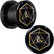 Load image into Gallery viewer, Licensed Dungeons & Dragons D20 Dice Black Screw Fit Plug Set