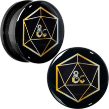 Load image into Gallery viewer, Licensed Dungeons & Dragons D20 Dice Black Screw Fit Plug Set