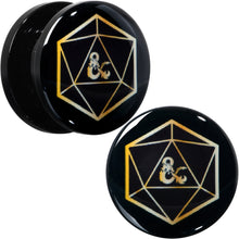 Load image into Gallery viewer, Licensed Dungeons & Dragons D20 Dice Black Screw Fit Plug Set