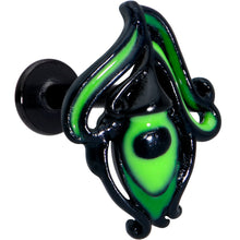 Load image into Gallery viewer, 16G 5/16 Black Striking Peacock Feather Labret Monroe Tragus