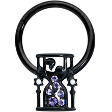 Load image into Gallery viewer, 16G 3/8 Purple Gem Black Gothic Hourglass Hinged Segment Ring