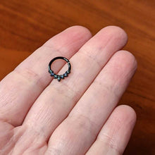 Load image into Gallery viewer, 16G 5/16 Vitrail CZ Gem Black Seven Leaf Hinged Segment Ring