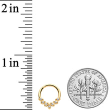 Load image into Gallery viewer, 16G 5/16 Clear CZ Gem Gold Tone Seven Leaf Hinged Segment Ring