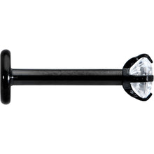Load image into Gallery viewer, 16G 5/16 Clear Gem Black Round End Internally Threaded Labret Tragus