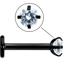 Load image into Gallery viewer, 16G 5/16 Clear Gem Black Round End Internally Threaded Labret Tragus