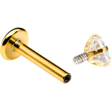 Load image into Gallery viewer, 16G 5/16 Clear Gem Gold Tone Round Internal Thread Labret Tragus