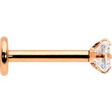 Load image into Gallery viewer, 16G 5/16 Clear Gem Rosy Tone Round Internal Thread Labret Tragus