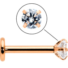 Load image into Gallery viewer, 16G 5/16 Clear Gem Rosy Tone Round Internal Thread Labret Tragus