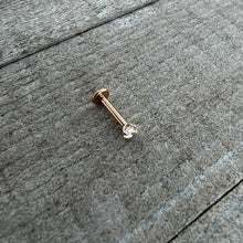 Load image into Gallery viewer, 16G 5/16 Clear Gem Rosy Tone Round Internal Thread Labret Tragus