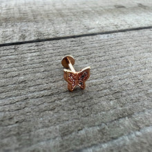 Load image into Gallery viewer, 16G 5/16 Clear Gem Rosy Tone Butterfly Internally Threaded Labret