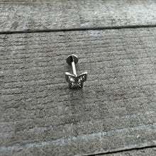 Load image into Gallery viewer, 16G 5/16 Clear Gem Butterfly Internally Threaded Labret Tragus