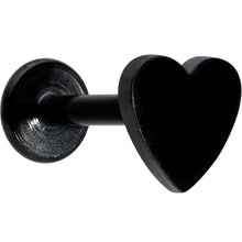 Load image into Gallery viewer, 16G 5/16 Black Simple Heart Internally Threaded Labret Tragus