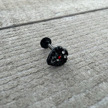 Load image into Gallery viewer, 16G 5/16 Red Gem Black Steampunk Skull Labret Monroe Tragus