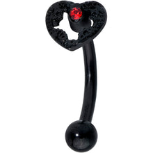 Load image into Gallery viewer, 16G 5/16 Red Gem Black Steampunk Skeleton Curved Eyebrow Ring
