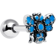 Load image into Gallery viewer, 16G 1/4 Textured Blue Butterfly Cartilage Tragus Earring