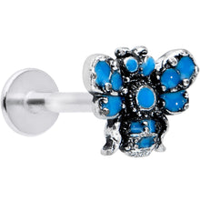 Load image into Gallery viewer, 16G 5/16 Textured Blue Butterfly Labret Monroe Tragus