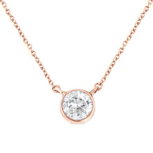 Load image into Gallery viewer, .925 Sterling Silver 1/2 Cttw Diamond Bezel 18" Pendant Necklace (I-J Color, I2-I3 Clarity)