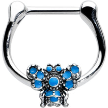 Load image into Gallery viewer, 16G 5/16 Textured Blue Butterfly Cartilage Clicker
