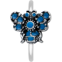 Load image into Gallery viewer, 20G 5/16 Blue Textured Butterfly Nose Hoop