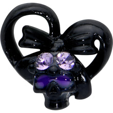 Load image into Gallery viewer, 16G 5/16 Purple Gem Black Skull Heart Bow Labret Monroe Tragus