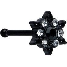 Load image into Gallery viewer, 20G 1/4 Clear CZ Gem Black Abstract Sun Nose Bone