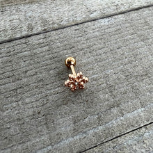 Load image into Gallery viewer, 16G 1/4 Clear Gem Rose Gold Tone Pretty Snowflake Cartilage Tragus