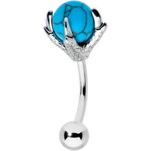 Load image into Gallery viewer, 16G 5/16 Blue Turquoise Skeleton Hand Curved Eyebrow Ring