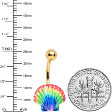 Load image into Gallery viewer, Gold Tone Rainbow Scallop Shell Nautical Belly Ring
