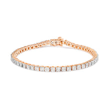 Load image into Gallery viewer, .925 Sterling Silver 1.0 Cttw Miracle-Set Diamond Round Faceted Bezel Tennis Bracelet (I-J Color, I3 Clarity) - 7"