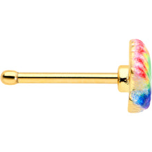 Load image into Gallery viewer, 20G 1/4 Gold Tone Rainbow Scallop Shell Nose Bone