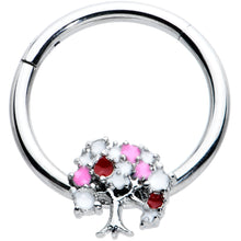 Load image into Gallery viewer, 16G 3/8 Red Gem Luscious Pinks Fruit Tree Hinged Segment Ring