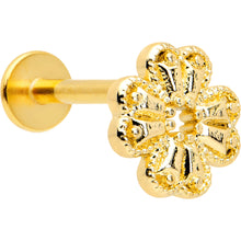 Load image into Gallery viewer, 16G 5/16 Yellow Gem Gold Tone Textured Cross Labret Monroe Tragus