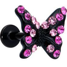 Load image into Gallery viewer, 16G 1/4 Pink Gem Black Midnight Butterfly Labret