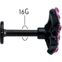 Load image into Gallery viewer, 16G 1/4 Pink Gem Black Midnight Butterfly Labret