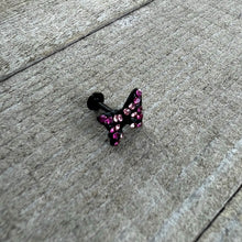 Load image into Gallery viewer, 16G 1/4 Pink Gem Black Midnight Butterfly Labret