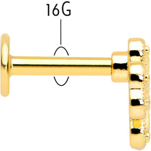 Load image into Gallery viewer, 16G 1/4 Yellow Gem Gold Tone Textured Cross Labret