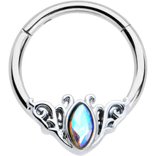 Load image into Gallery viewer, 16G 3/8 Aurora Gem Deco Waves Hinged Segment Ring