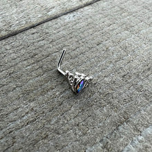Load image into Gallery viewer, 20G 7mm Aurora Gem Deco Waves L Shape Nose Ring