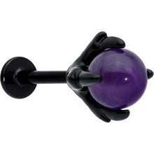 Load image into Gallery viewer, 16G 5/16 Purple Amethyst Black Claw Hand Labret Monroe Tragus