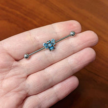 Load image into Gallery viewer, 14G Texture Blue Butterfly Industrial Barbell 38mm