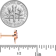 Load image into Gallery viewer, 16G 5/16 Pink Gem Rose Gold Tone Fashion Flamingo Labret Tragus