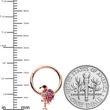 Load image into Gallery viewer, 16G 3/8 Rose Gold Tone Fashion Flamingo Hinged Segment Ring