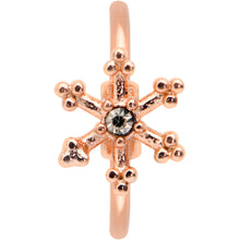 Load image into Gallery viewer, 20G 5/16 Clear Gem Rose Gold Tone Sweet Snowflake Nose Hoop