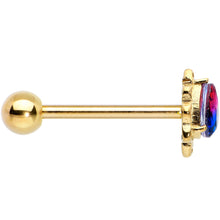 Load image into Gallery viewer, Purple Tourmaline Gold Tone Lacy Drop Barbell Tongue Ring