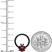 Load image into Gallery viewer, 16G 3/8 Black Classic Ladybug Hinged Segment Ring