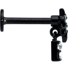 Load image into Gallery viewer, 16G 5/16 Clear Gem Black Night Palm Tree Dangle Labret Tragus