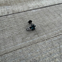 Load image into Gallery viewer, 16G 5/16 Clear Gem Black Night Palm Tree Dangle Labret Tragus