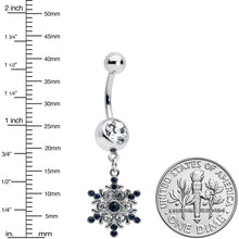 Load image into Gallery viewer, Clear Blue Gem Festive Snowflake Christmas Dangle Belly Ring