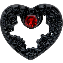 Load image into Gallery viewer, 20G 1/4 Red Gem Black Steampunk Skeleton Heart Nose Bone