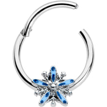 Load image into Gallery viewer, 16G 3/8 Snowflake Blues Christmas Hinged Segment Ring